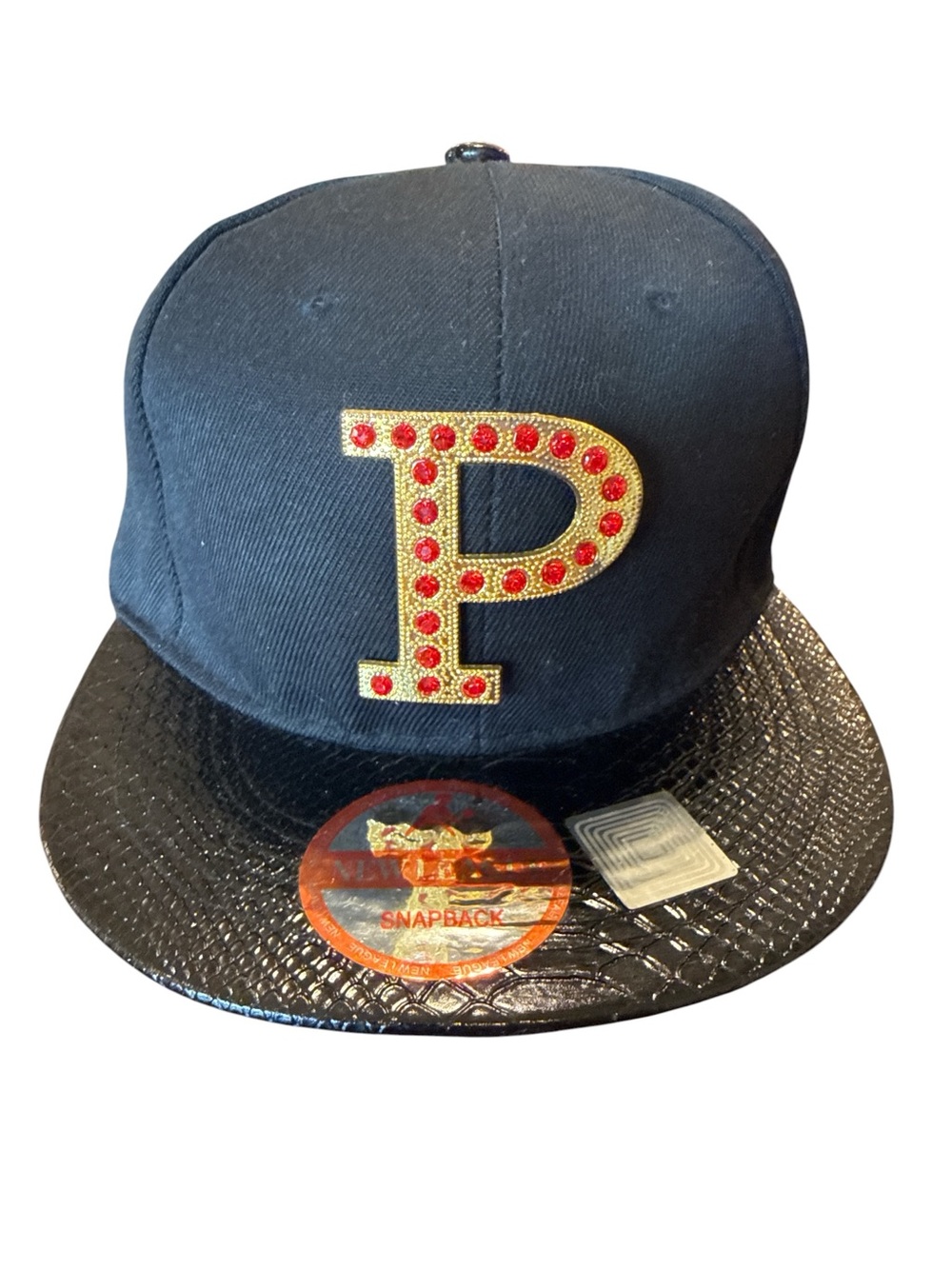 League Black Snapback Hat with Gold P and Red Stones - Pittsburgh Pirates